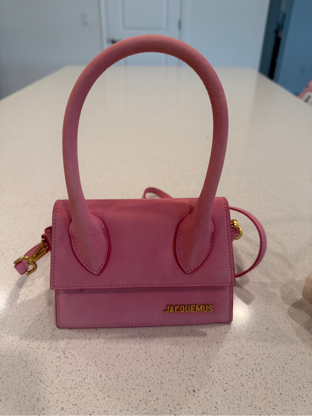 jacquemus pink suede le chiquito bag